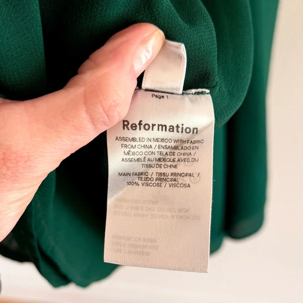 Reformation Juliette Dress In Emerald Green - Picture 12 of 13